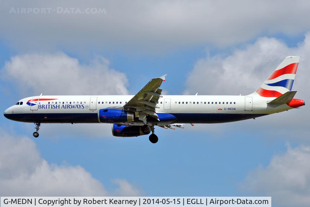 G-MEDN, 2008 Airbus A321-231 C/N 3512, On short finals at LHR