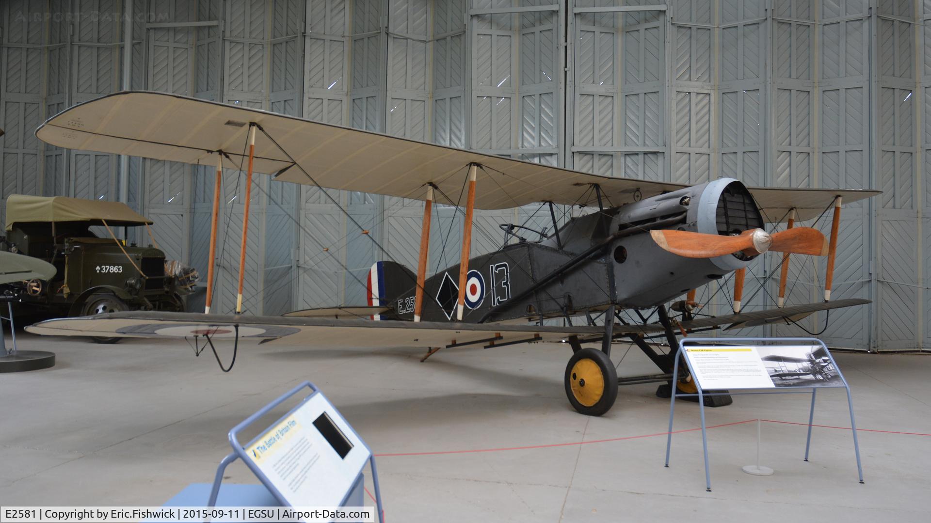 E2581, 1918 Bristol F.2B Fighter C/N 4184, 3. E2581 at The Imperial War Museum, Duxford, Cambridgeshire.