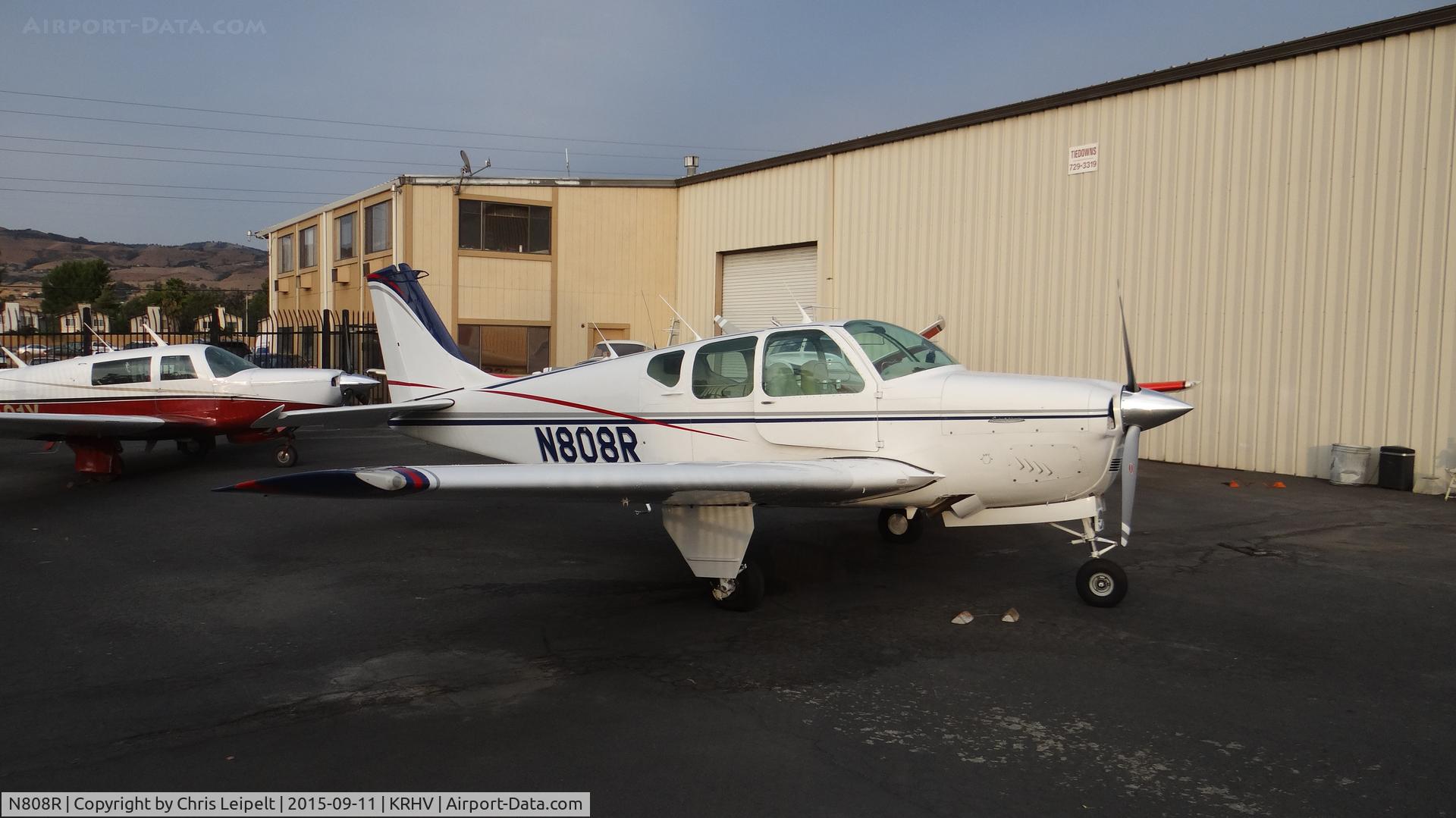 N808R, 1960 Beech 35-33 Debonair C/N CD-52, Locally-basewd 1960 Beech 35 sitting beside the Lafferty Hangar at Reid Hillview Airport, San Jose, CA.