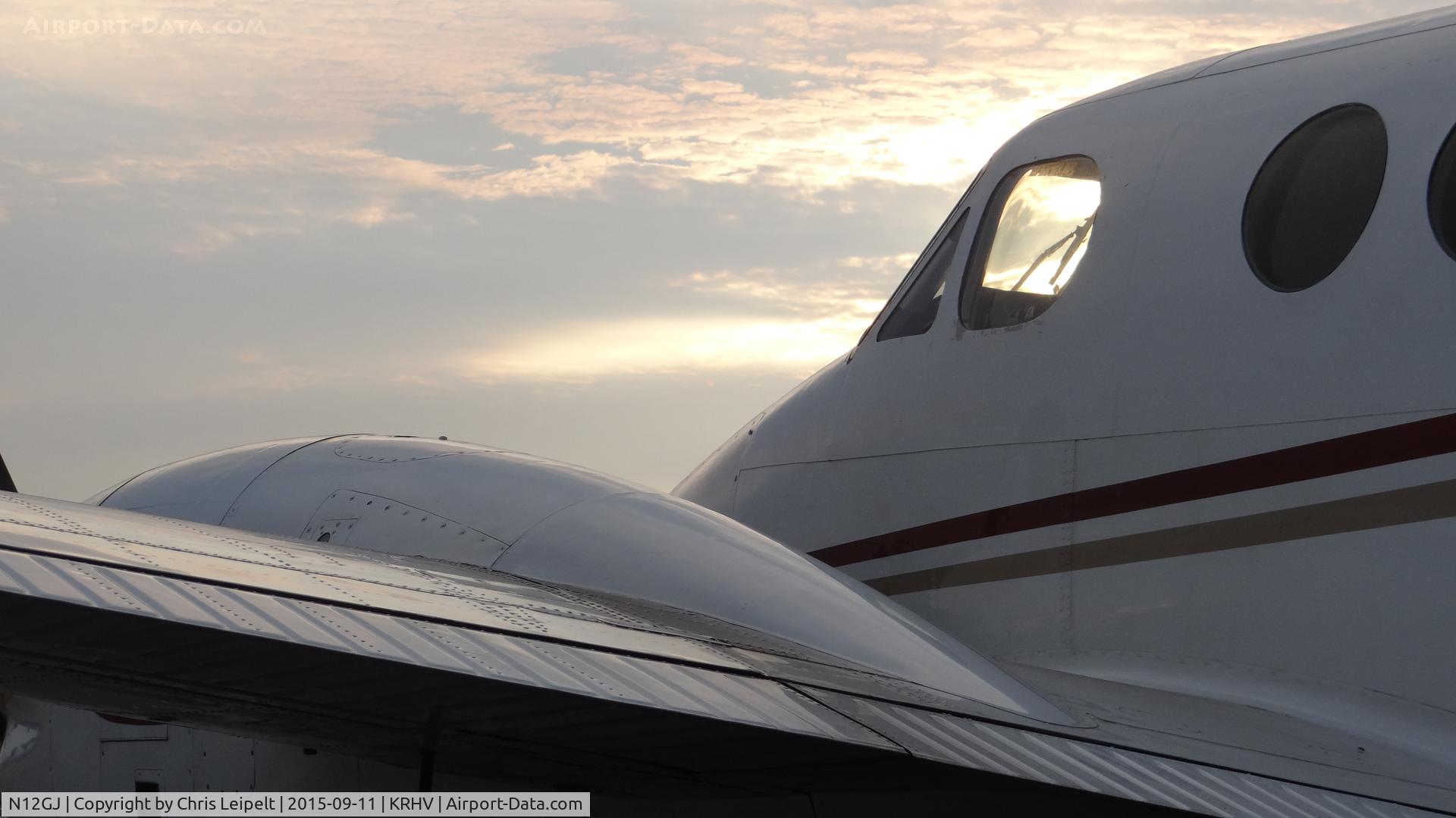 N12GJ, 1972 Beech E-90 King Air C/N LW-12, Locally-based 1972 Beech E-90 King Air sitting on the transient ramp during sunset at Reid Hillview Airport, San Jose, CA.