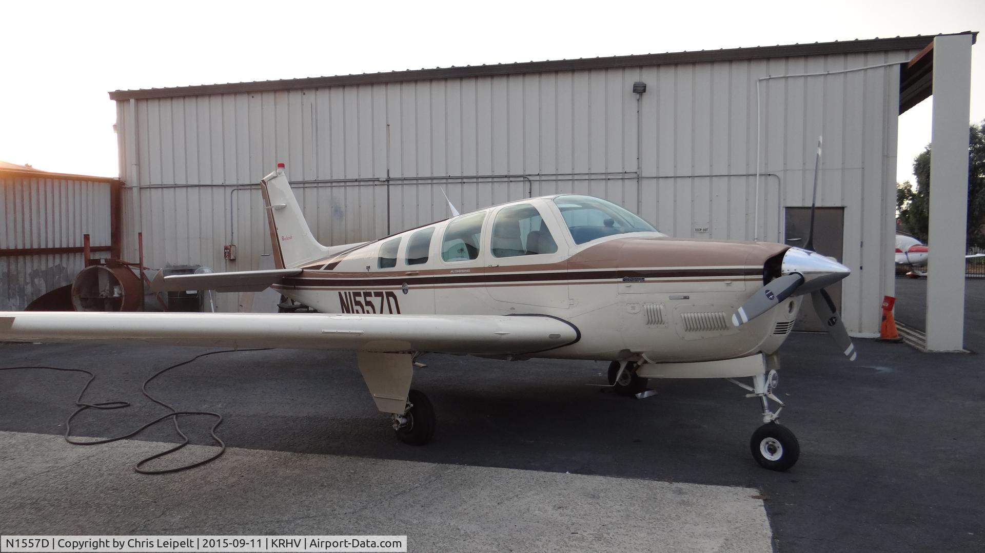 N1557D, 1989 Beech B36TC Bonanza C/N EA-494, Locally-based 1989 Beech B36TC Bonanza getting avionics work done at Reid Hillview Airport, San Jose, CA.