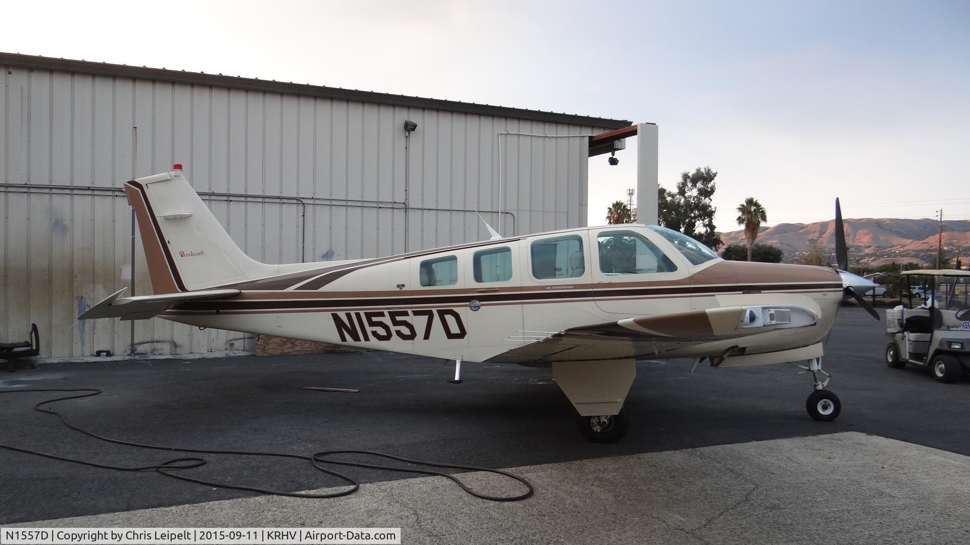 N1557D, 1989 Beech B36TC Bonanza C/N EA-494, Locally-based 1989 Beech B36TC Bonanza getting avionics work done at Reid Hillview Airport, San Jose, CA.