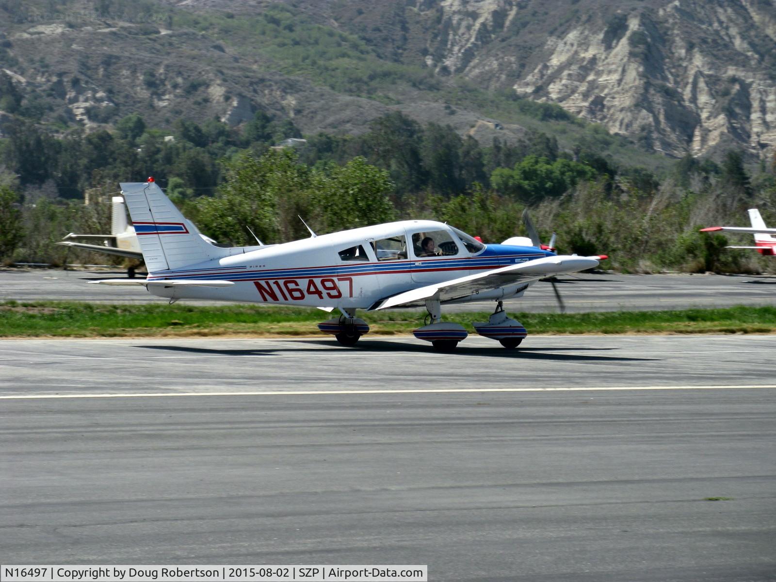 N16497, 1973 Piper PA-28-235 Cherokee Charger C/N 28-7310101, 1973 Piper PA-28-235 CHEROKEE CHARGER, Lycoming O-540-D4B5 235 Hp, Young Eagles Flight, landing roll Rwy 22