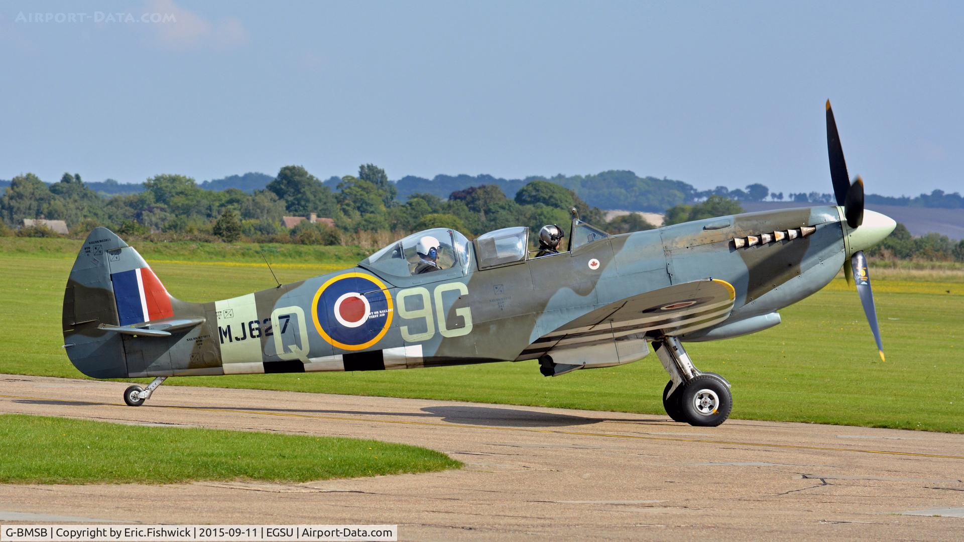 G-BMSB, 1943 Supermarine 361 Spitfire T.IX C/N CBAF.7722, X. MJ627 working at The Imperial War Museum, Duxford, Cambridgeshire.