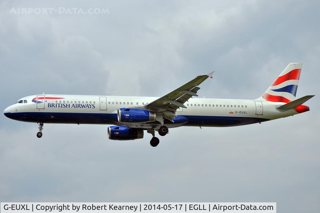 G-EUXL, 2007 Airbus A321-231 C/N 3254, On short finals at LHR