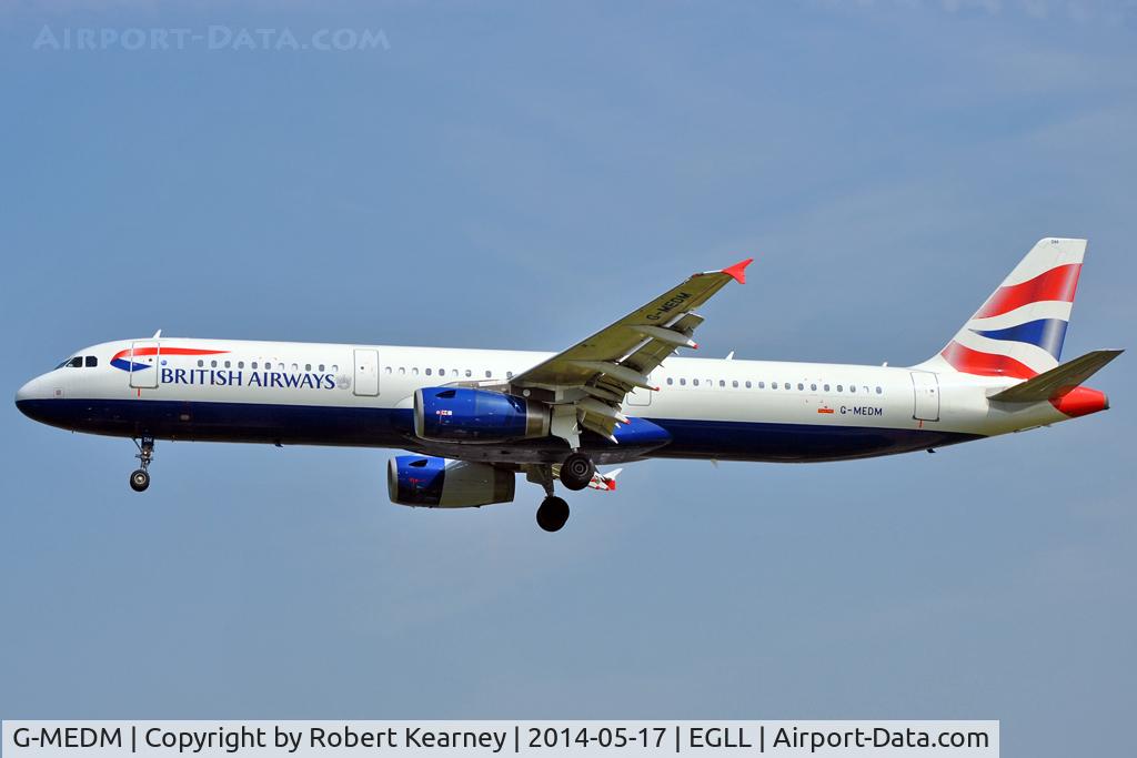G-MEDM, 2006 Airbus A321-231 C/N 2799, On short finals at LHR