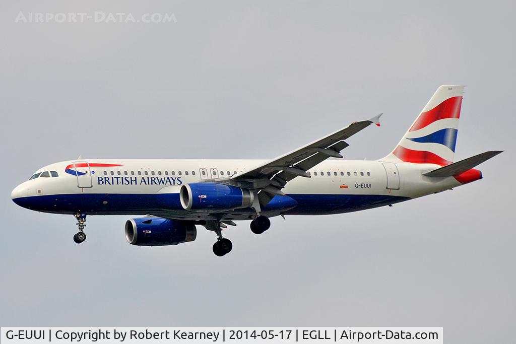 G-EUUI, 2002 Airbus A320-232 C/N 1871, On short finals at LHR