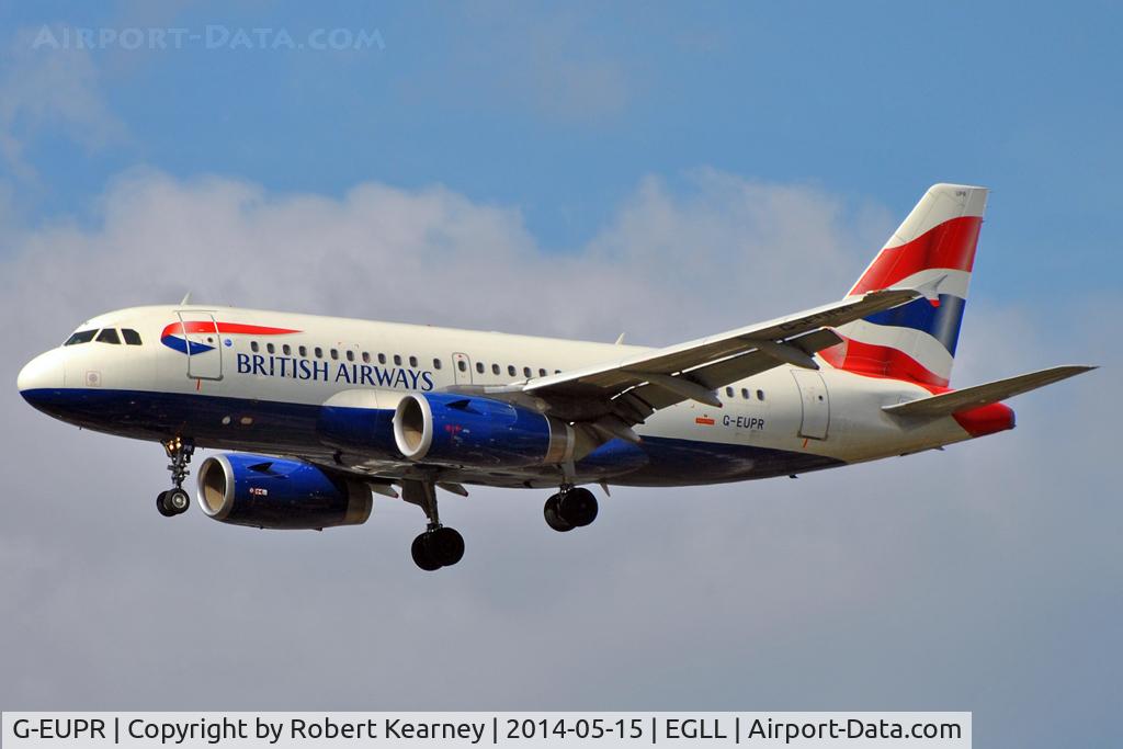 G-EUPR, 2000 Airbus A319-131 C/N 1329, On short finals at LHR