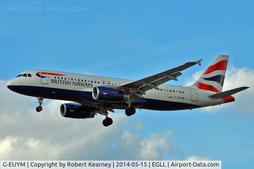 G-EUYM, 2011 Airbus A320-232 C/N 4791, On short finals at LHR
