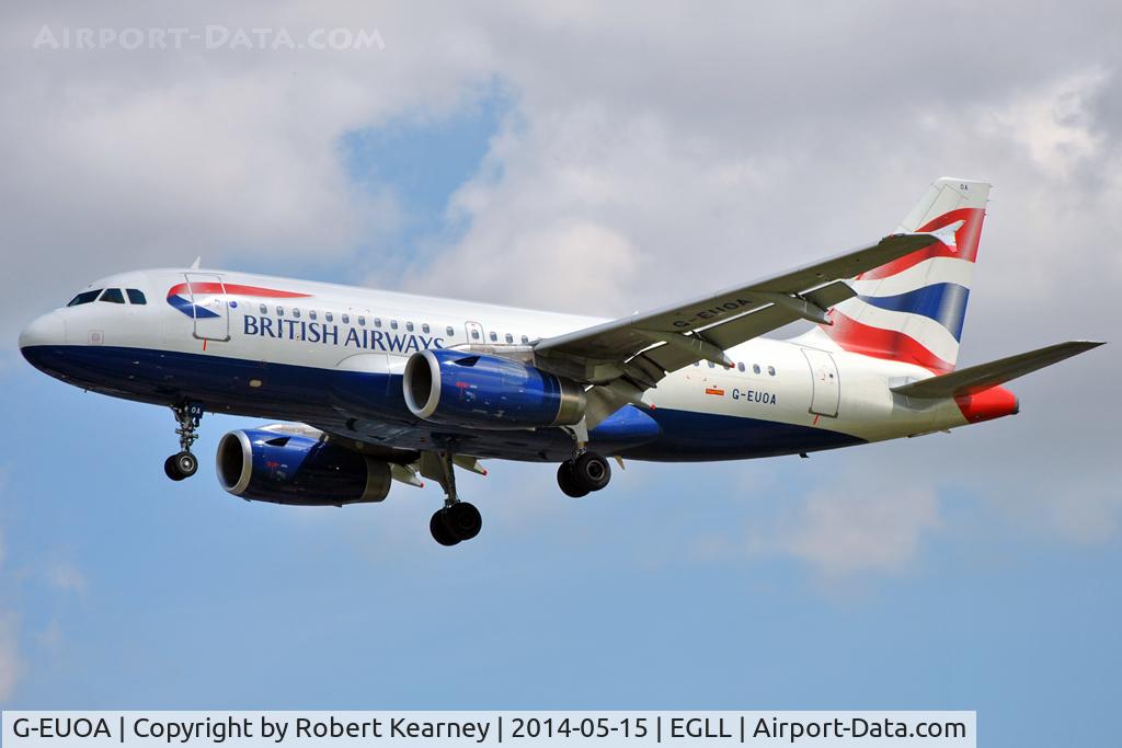 G-EUOA, 2001 Airbus A319-131 C/N 1513, On short finals at LHR