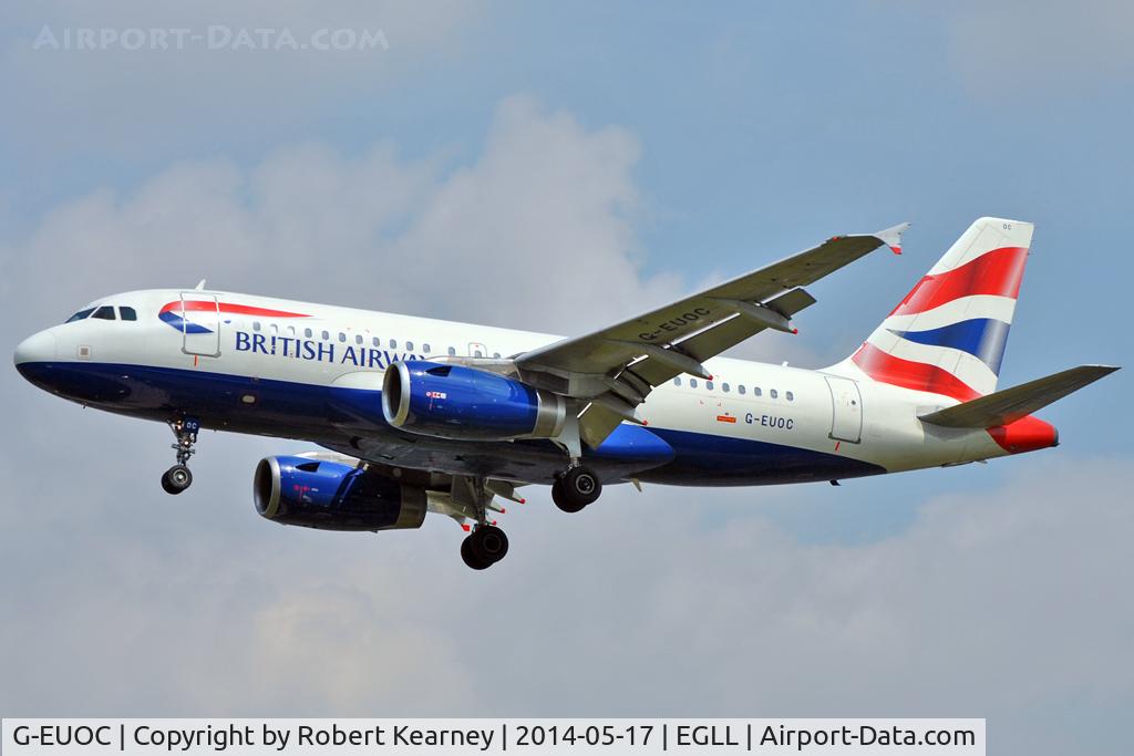 G-EUOC, 2001 Airbus A319-131 C/N 1537, On short finals at LHR