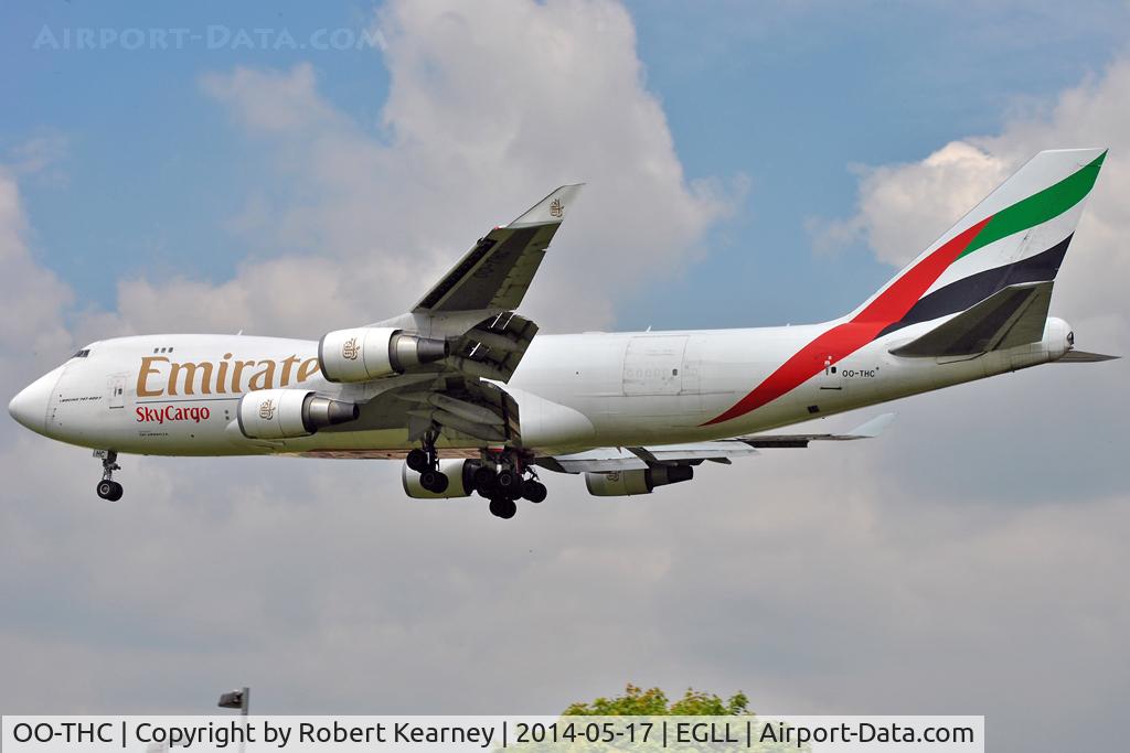OO-THC, 2007 Boeing 747-4HAERF C/N 35235, On short finals at LHR