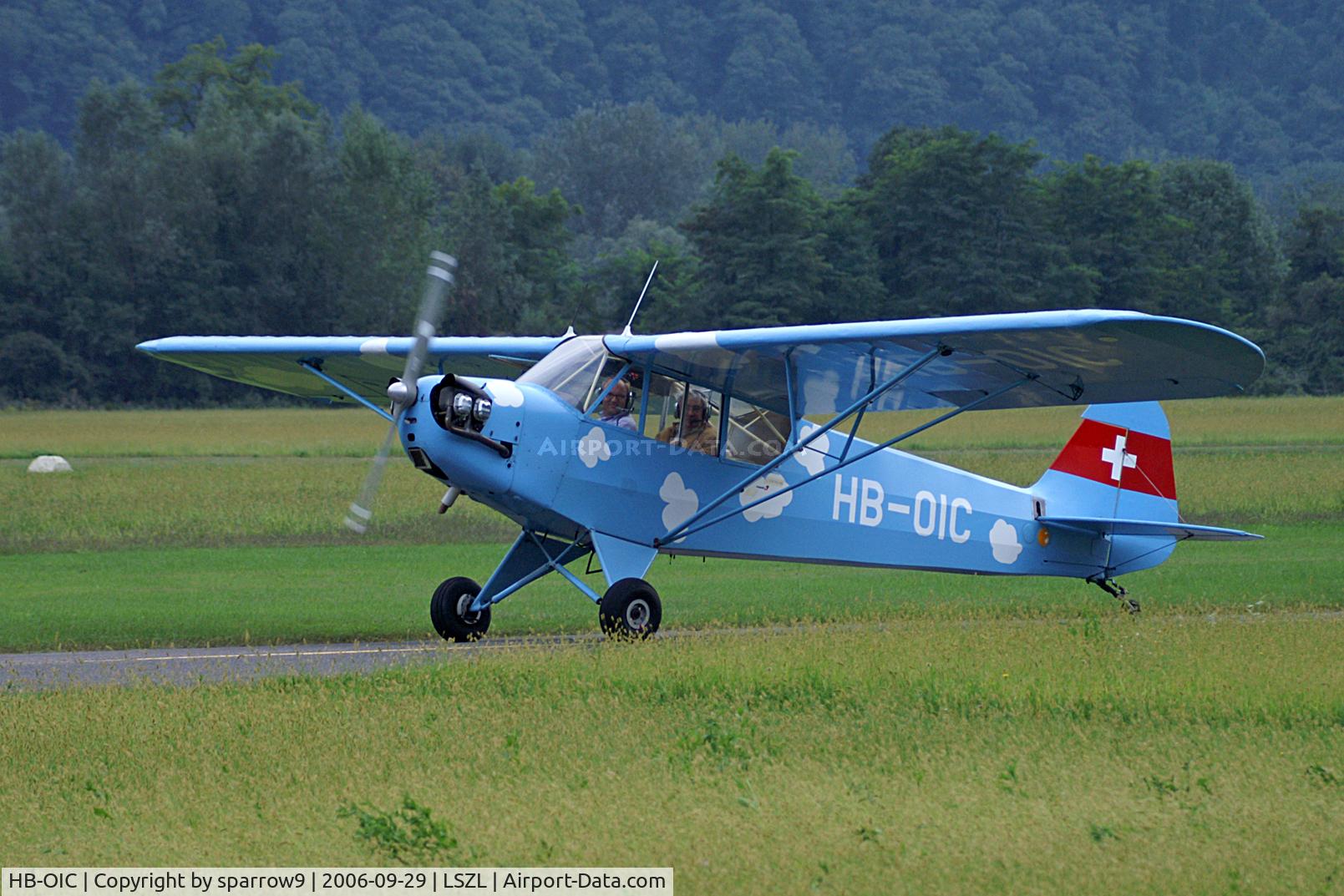 HB-OIC, 1944 Piper L-4J Grasshopper (J3C-65D) C/N 12372, just landed