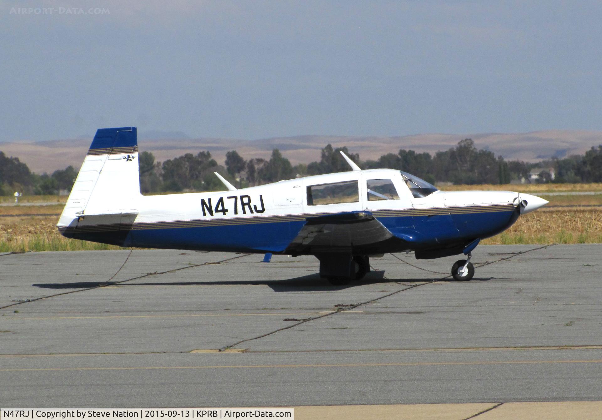 N47RJ, 1981 Mooney M20K C/N 25-0525, 1981 Mooney M20K visiting from Oregon @ Paso Robles Municipal Airport, CA
