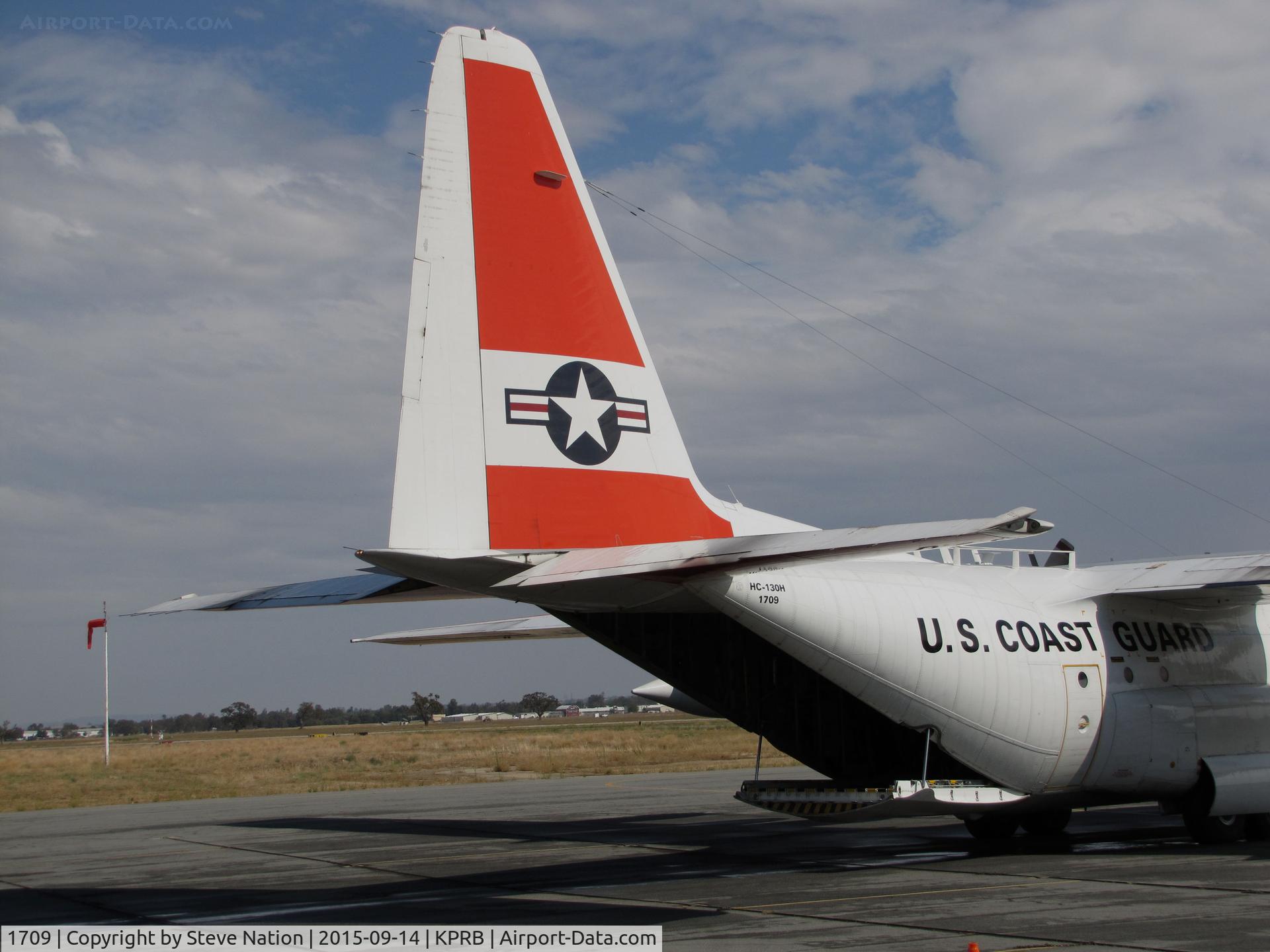 1709, 1983 Lockheed HC-130H Hercules C/N 382-5005, Close-Up of tail ramp on USCG Sacramento, CA-Based HC-130H @ Paso Robles Municipal Airport, CA prior to paradrop mission over nearby Hunter-Liggett Military Reservation. This HC-130H is scheduled to be transferred to the US Forest Service.
