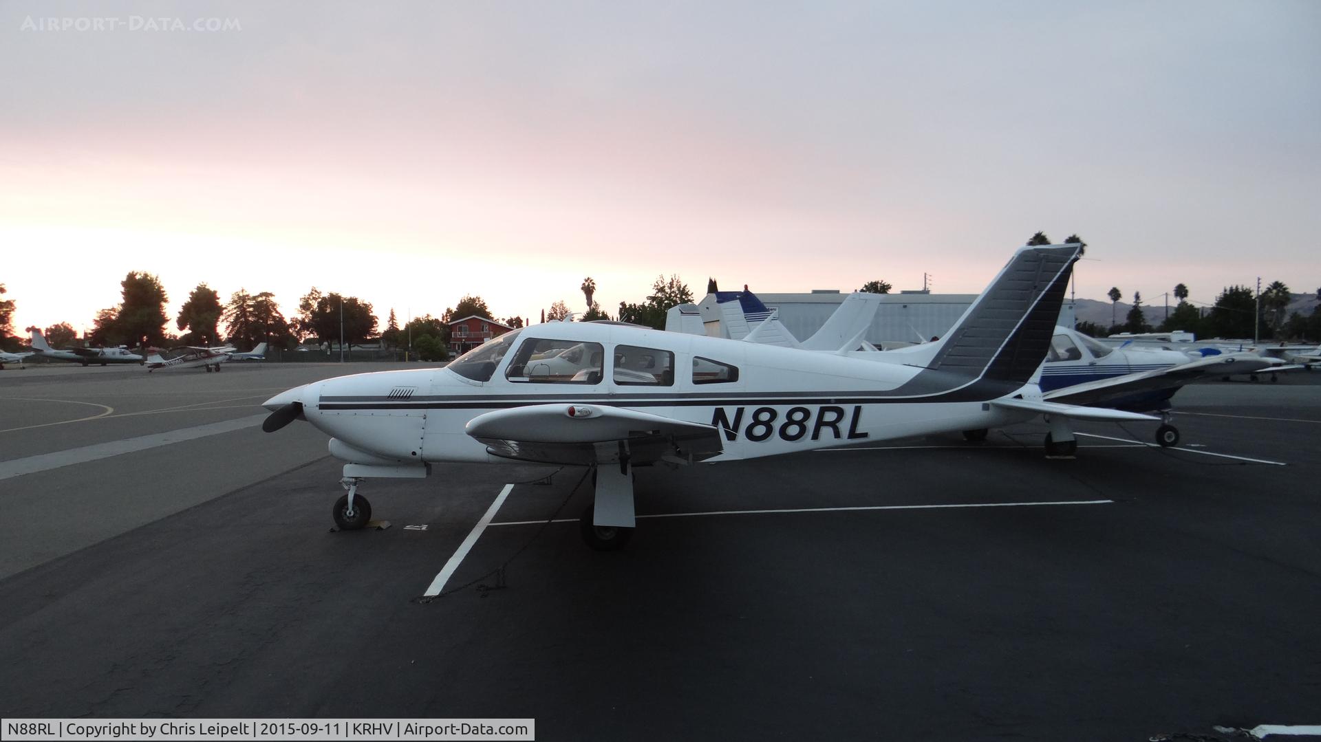 N88RL, 1977 Piper PA-28R-201T Cherokee Arrow III C/N 28R-7703240, California-based 1977 Piper PA-28R-201T parked on the newly resurfaced Nice Air ramp at Reid Hillview Airport, San Jose, CA.