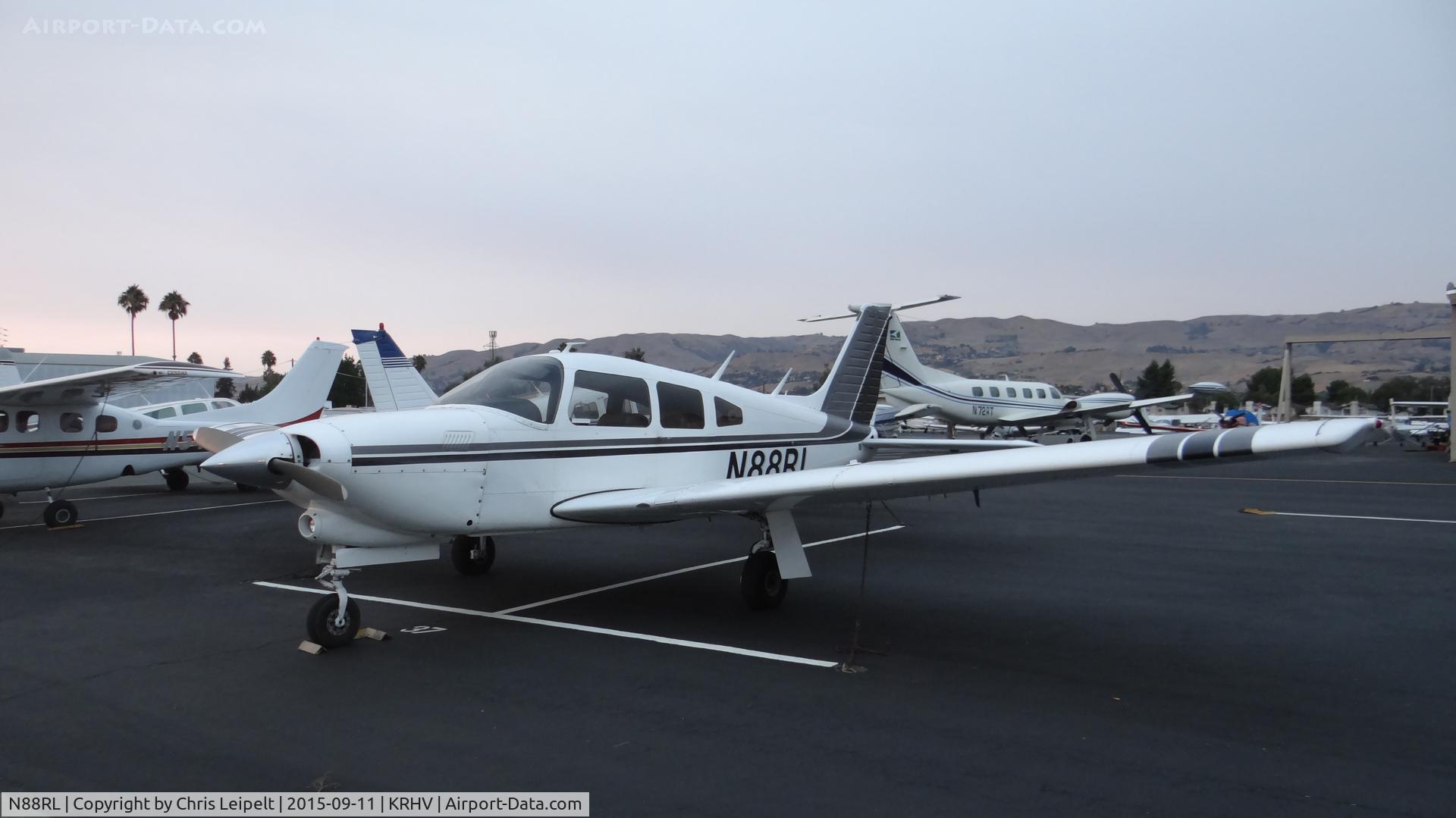 N88RL, 1977 Piper PA-28R-201T Cherokee Arrow III C/N 28R-7703240, California-based 1977 Piper PA-28R-201T parked on the newly resurfaced Nice Air ramp at Reid Hillview Airport, San Jose, CA.
