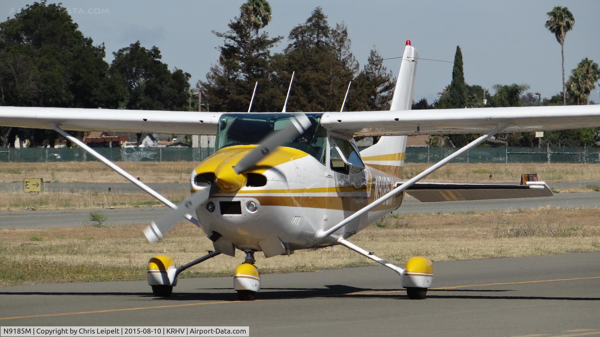 N9185M, 1976 Cessna 182P Skylane C/N 18264730, Locally-based 1976 Cessna 182P taxing back to its south tie down at Reid Hillview Airport, San Jose, CA after getting maintenance at Ariel Avionics.