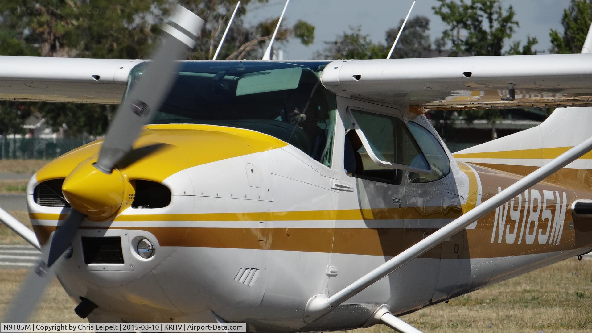 N9185M, 1976 Cessna 182P Skylane C/N 18264730, Locally-based 1976 Cessna 182P taxing back to its south tie down at Reid Hillview Airport, San Jose, CA after getting maintenance at Ariel Avionics.
