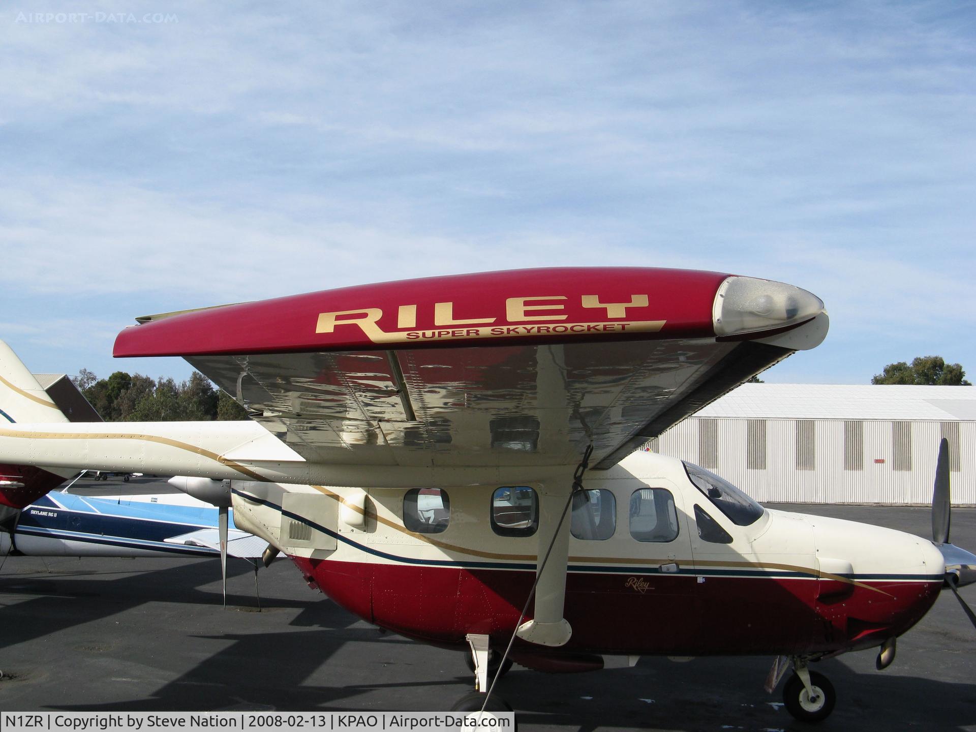 N1ZR, 1977 Cessna T337G Turbo Super Skymaster C/N P3370275, Close-Up wingtip titles on Locally-based 1977 Cessna T337G with Riley Sky Rocket mods @ Palo Alto Airport, CA
