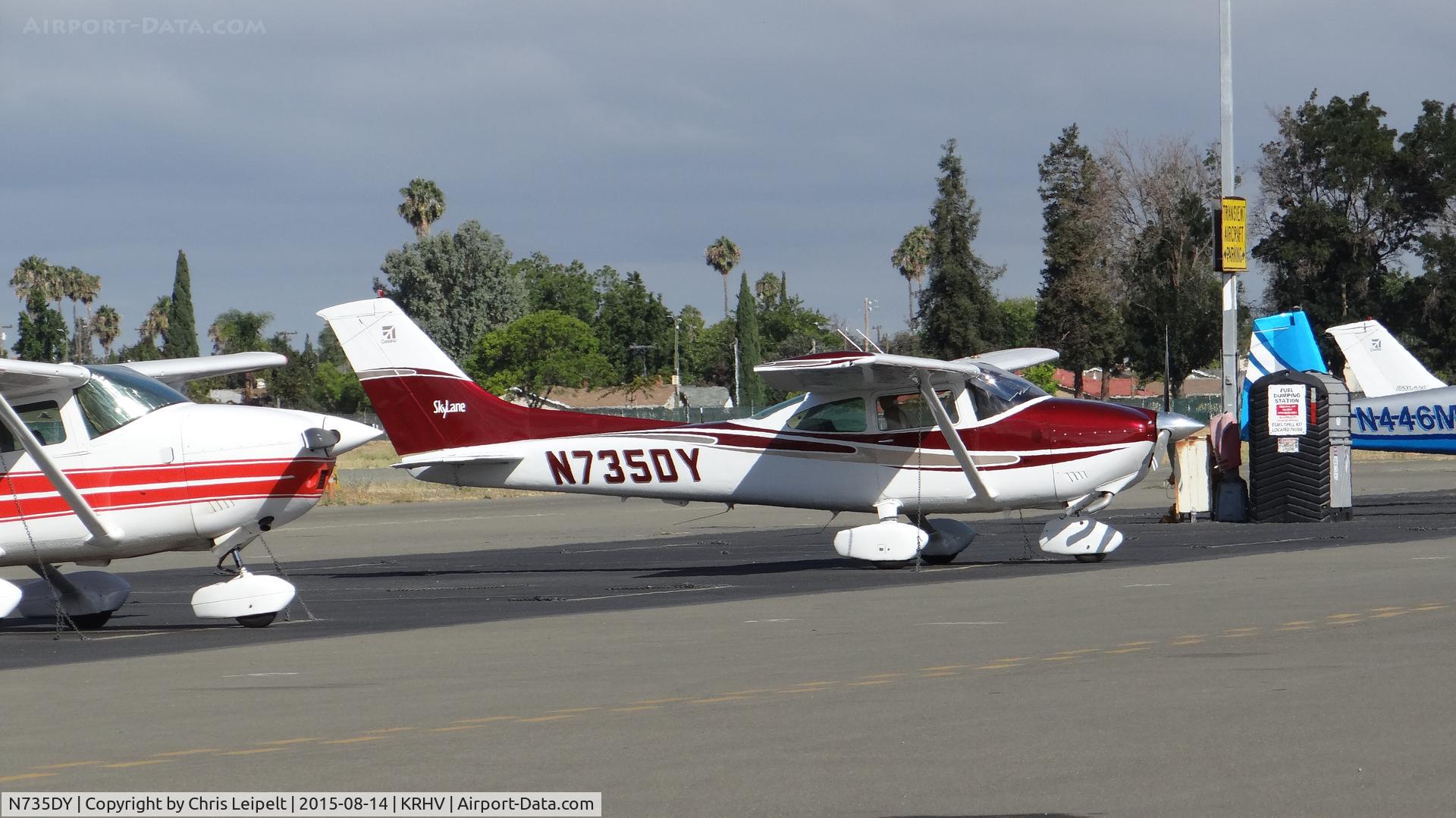 N735DY, 1977 Cessna 182Q Skylane C/N 18265353, 735DY Corp. (Fair Oaks, CA) 1977 Cessna 182Q parked at transient parking at Reid Hillview Airport, CA.