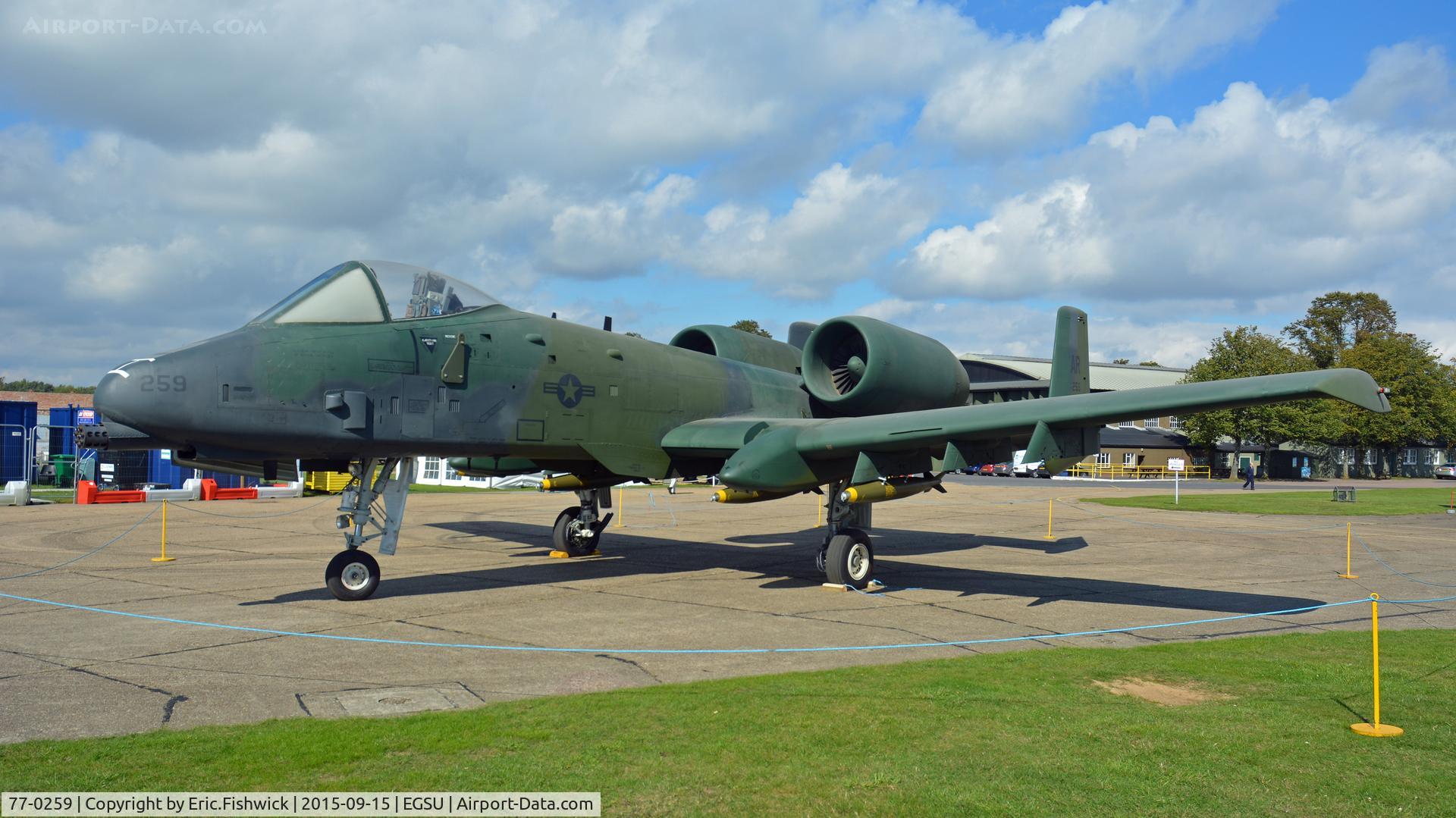 77-0259, 1977 Fairchild Republic A-10A Thunderbolt II C/N A10-0184, 3. 77-0259 refreshed and restored about to resume it's place in the American Air Museum, Duxford, Cambridgeshire.