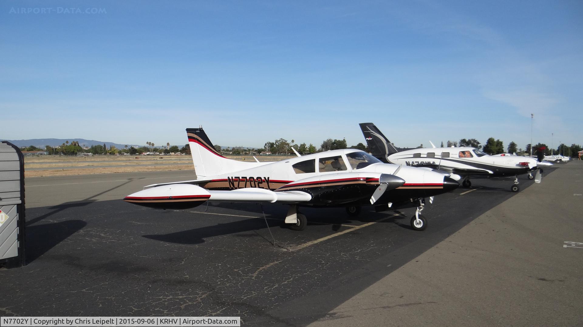 N7702Y, 1965 Piper PA-30 Twin Comanche C/N 30-788, Rodriguez Farms Inc. (Castroville, CA) 1965 Piper PA-30 parked on transient ramp at Reid Hillview Airport, San Jose, CA.