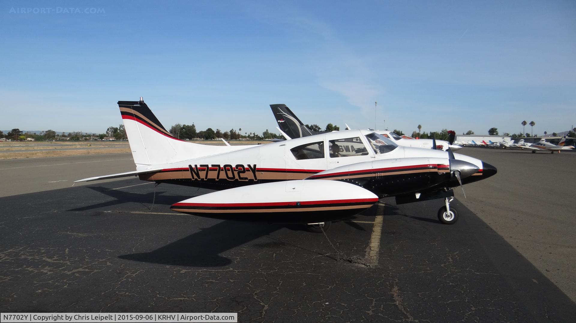 N7702Y, 1965 Piper PA-30 Twin Comanche C/N 30-788, Rodriguez Farms Inc. (Castroville, CA) 1965 Piper PA-30 parked on transient ramp at Reid Hillview Airport, San Jose, CA.