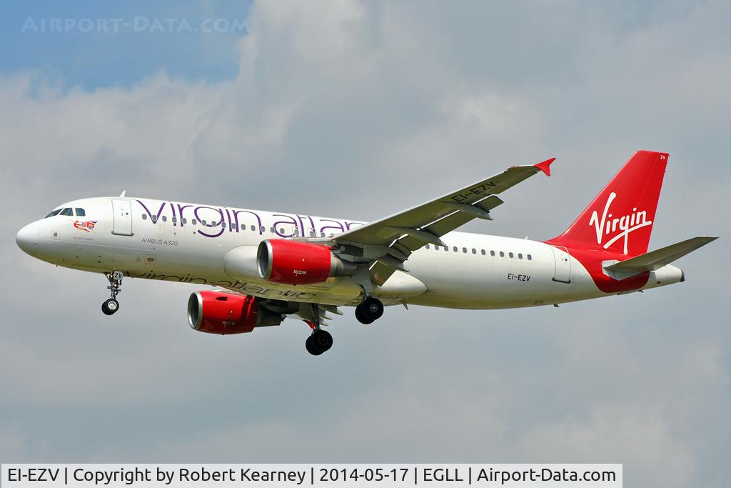EI-EZV, 2003 Airbus A320-214 C/N 2001, On short finals at LHR
