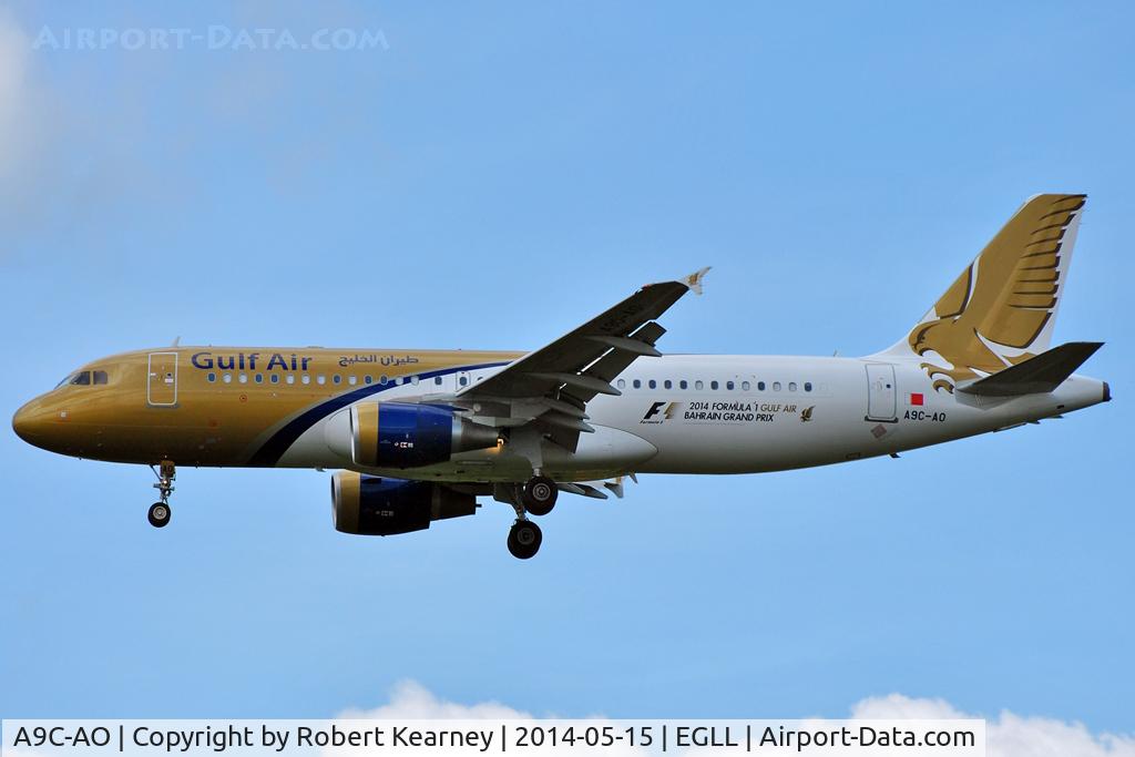 A9C-AO, 2011 Airbus A320-214 C/N 4860, On short finals at LHR