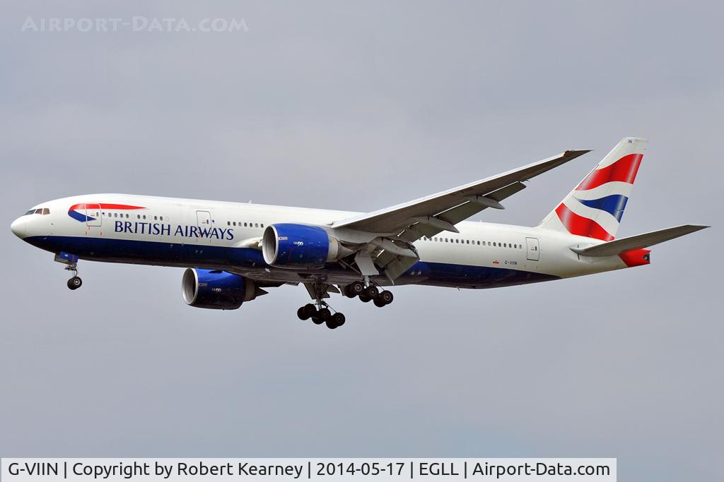 G-VIIN, 1998 Boeing 777-236 C/N 29319, On short finals at LHR