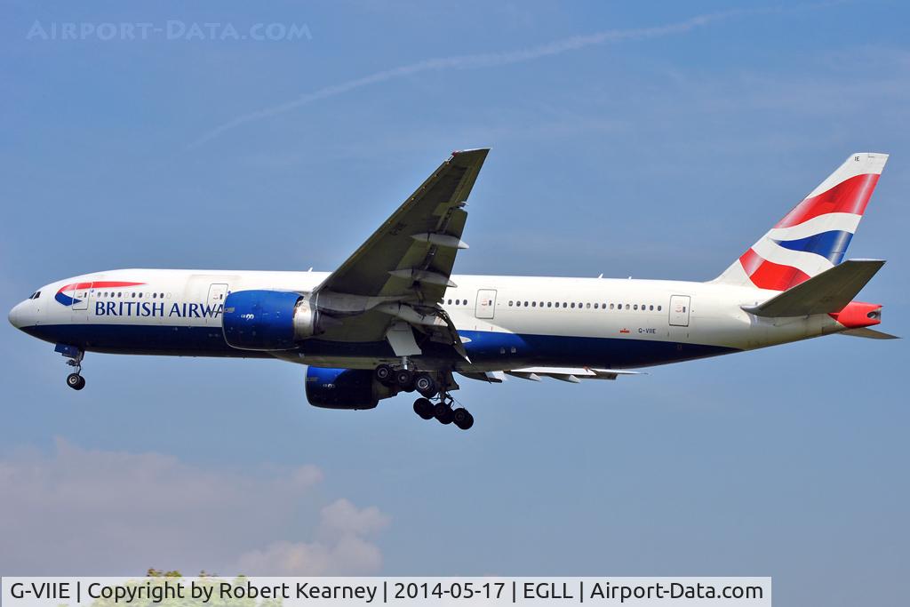 G-VIIE, 1997 Boeing 777-236 C/N 27487, On short finals at LHR