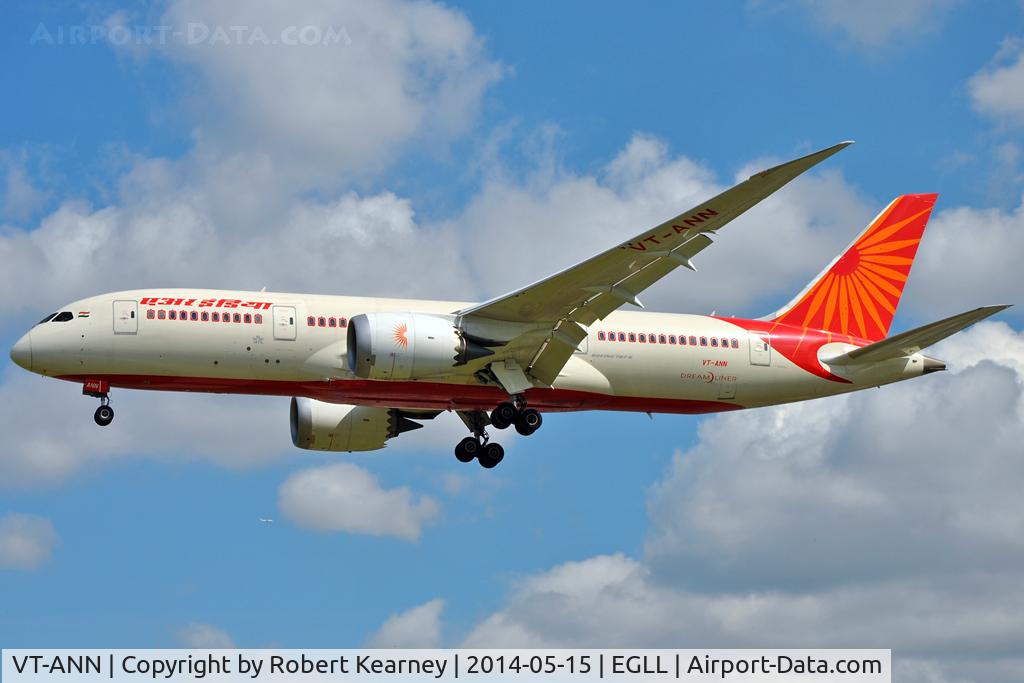 VT-ANN, 2013 Boeing 787-8 Dreamliner C/N 36285, On short finals at LHR