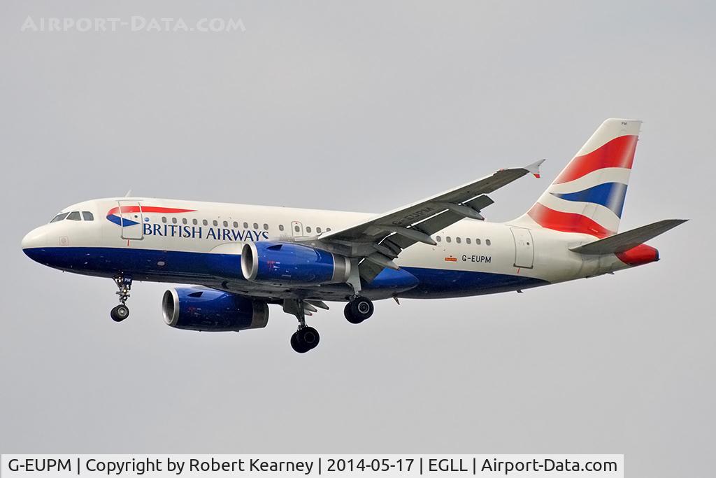 G-EUPM, 2000 Airbus A319-131 C/N 1258, On short finals at LHR
