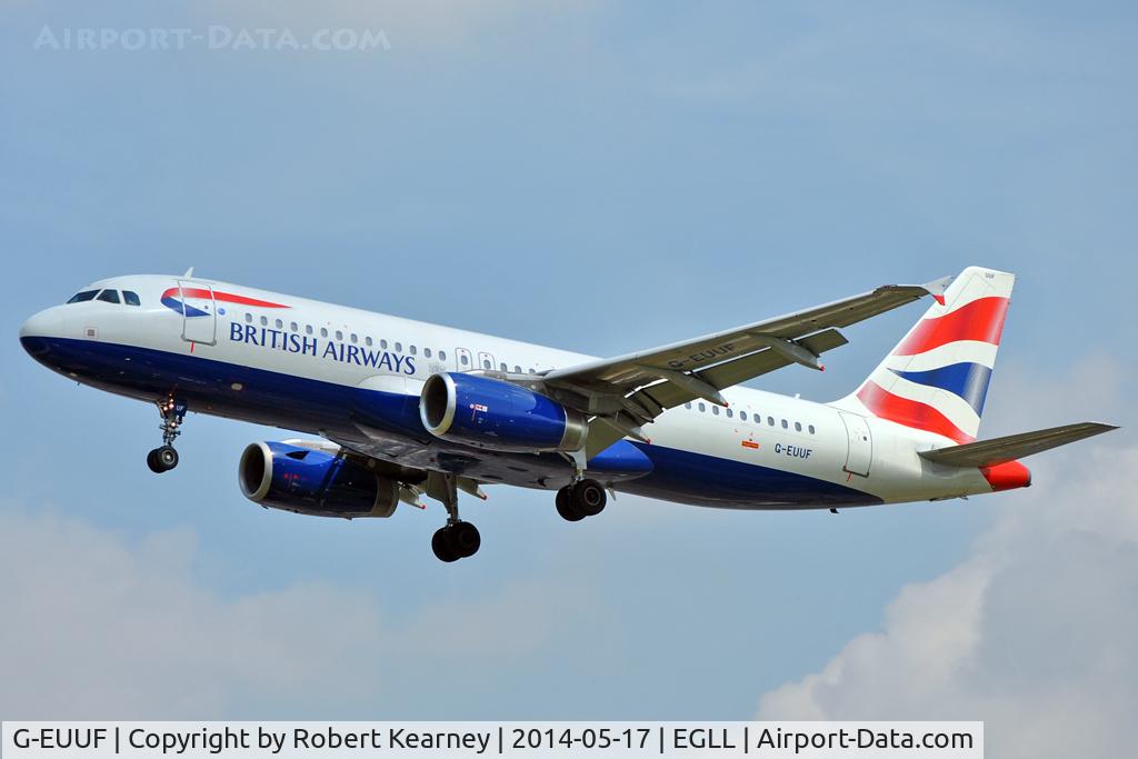 G-EUUF, 2002 Airbus A320-232 C/N 1814, On short finals at LHR