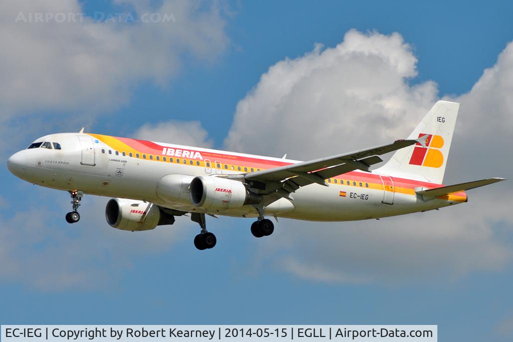 EC-IEG, 2001 Airbus A320-214 C/N 1674, On short finals at LHR