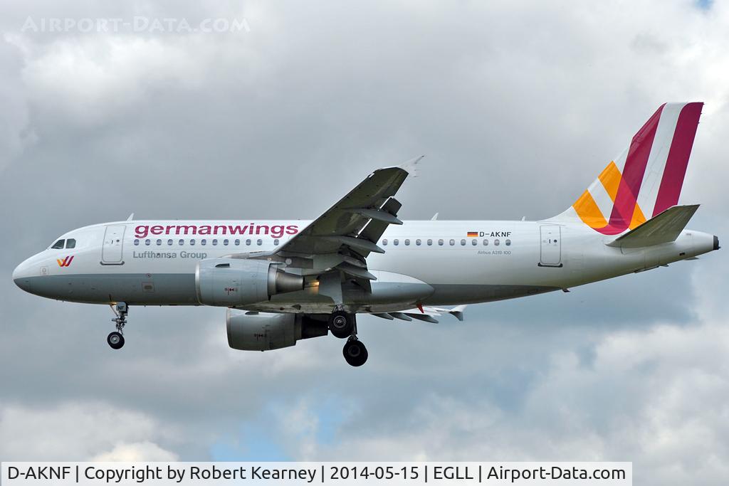 D-AKNF, 1997 Airbus A319-112 C/N 0646, On short finals at LHR