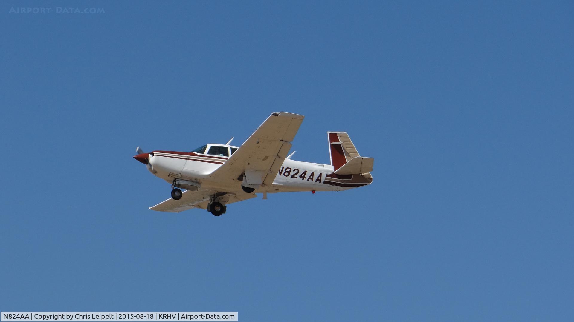 N824AA, 1984 Mooney M20K C/N 25-0824, Locally-based 1984 Mooney M20K on short final to runway 13L at Reid Hillview Airport, San Jose, CA.