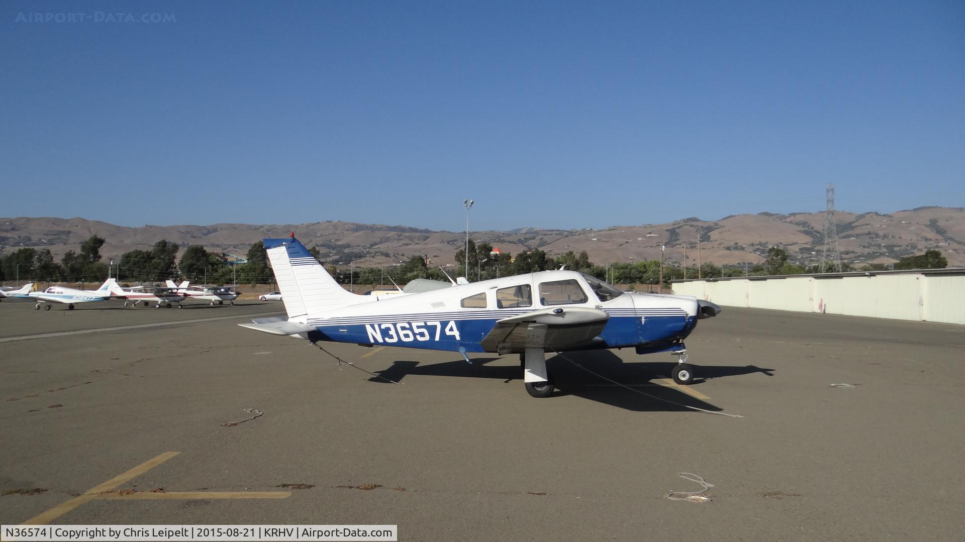 N36574, 1978 Piper PA-28R-201 Cherokee Arrow III C/N 28R-7837284, Locally-based 1978 Piper PA-28-201 sitting at the south tie downs at Reid Hillview Airport, San Jose, CA while the Nice Air ramp gets resurfaced. This is the busiest you will ever see the south tie downs since (as upload date) there are only 11 a/c there.