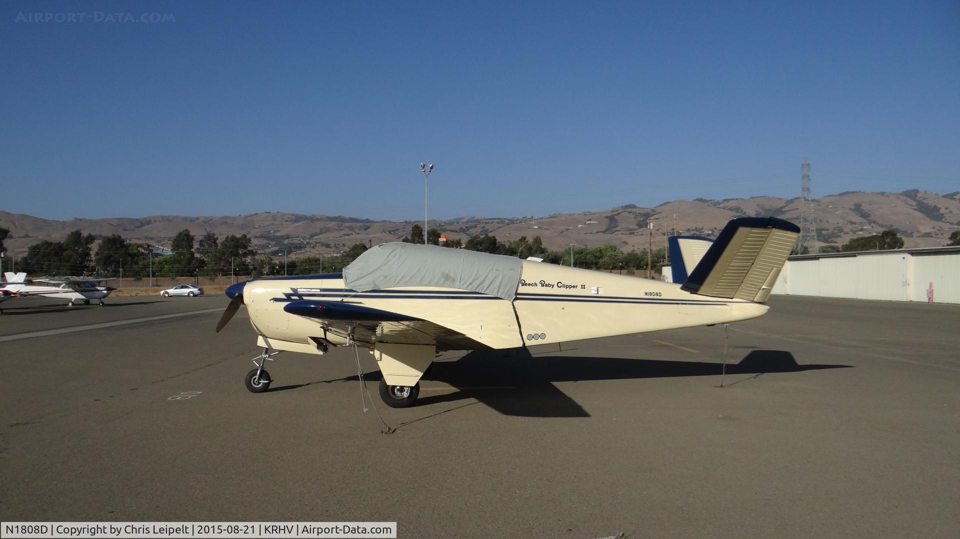 N1808D, 1952 Beech C35 Bonanza C/N D-3077, Locally-based 1952 Beech C35 sitting at the south tie downs at Reid Hillview Airport, San Jose, CA while the Nice Air ramp gets resurfaced. This is the busiest you will ever see the south tie downs since (as upload date) there are only 11 a/c there.