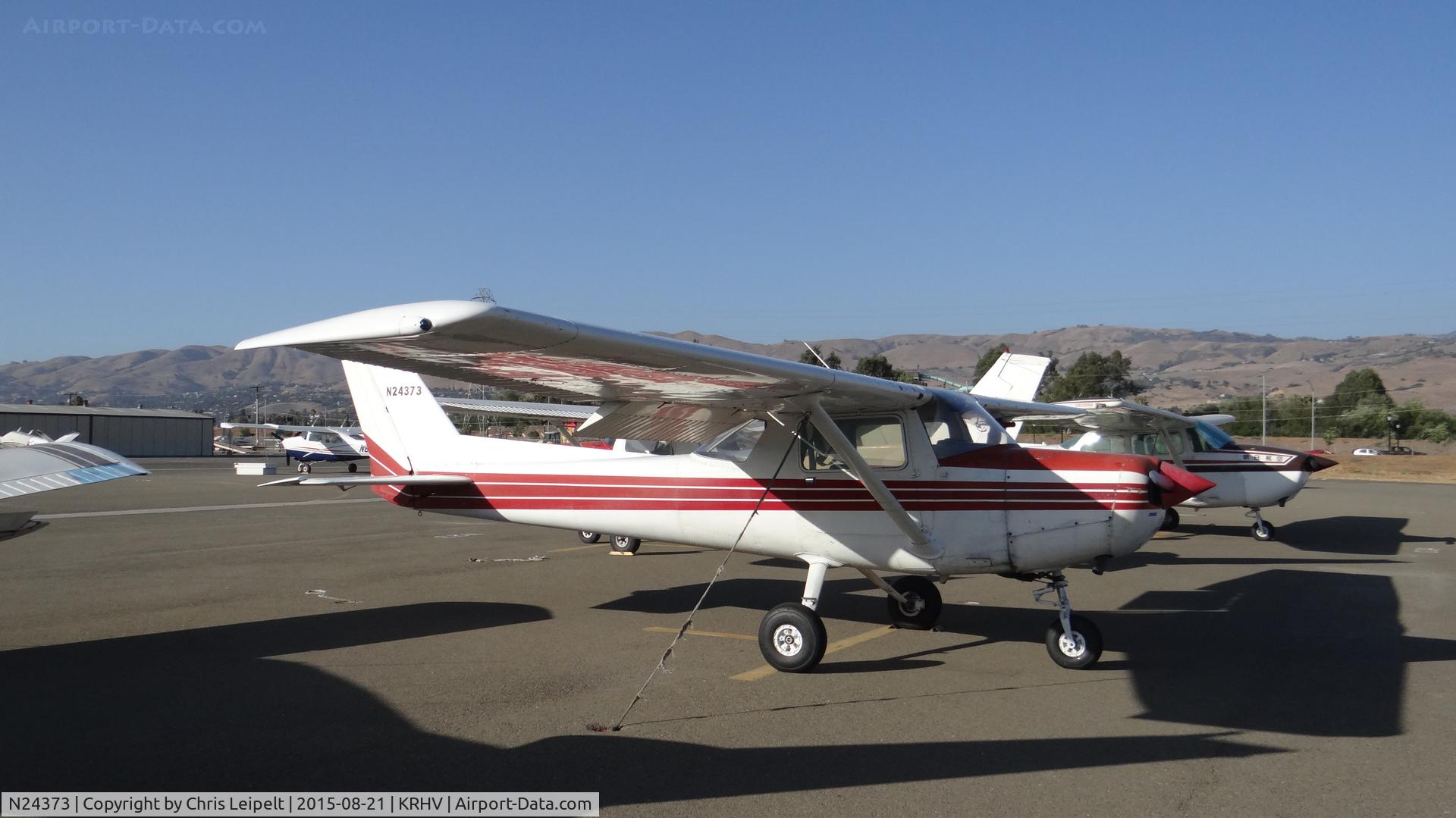 N24373, 1977 Cessna 152 C/N 152-80240, Locally-based 1977 Cessna 152 sitting at the south tie downs at Reid Hillview Airport, San Jose, CA while the Nice Air ramp gets resurfaced. This is the busiest you will ever see the south tie downs since (as upload date) there are only 11 a/c there.
