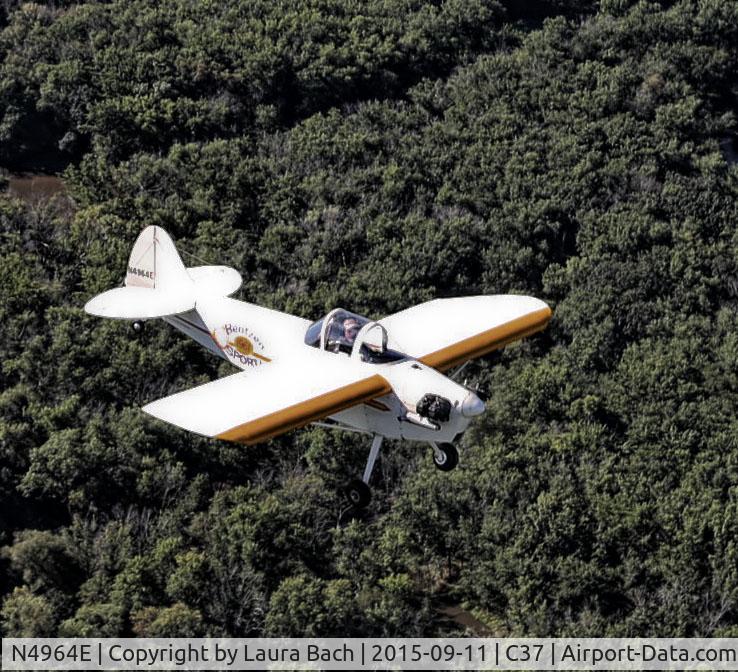 N4964E, 1961 Bentzen Sport 1 C/N 1, over Brodhead