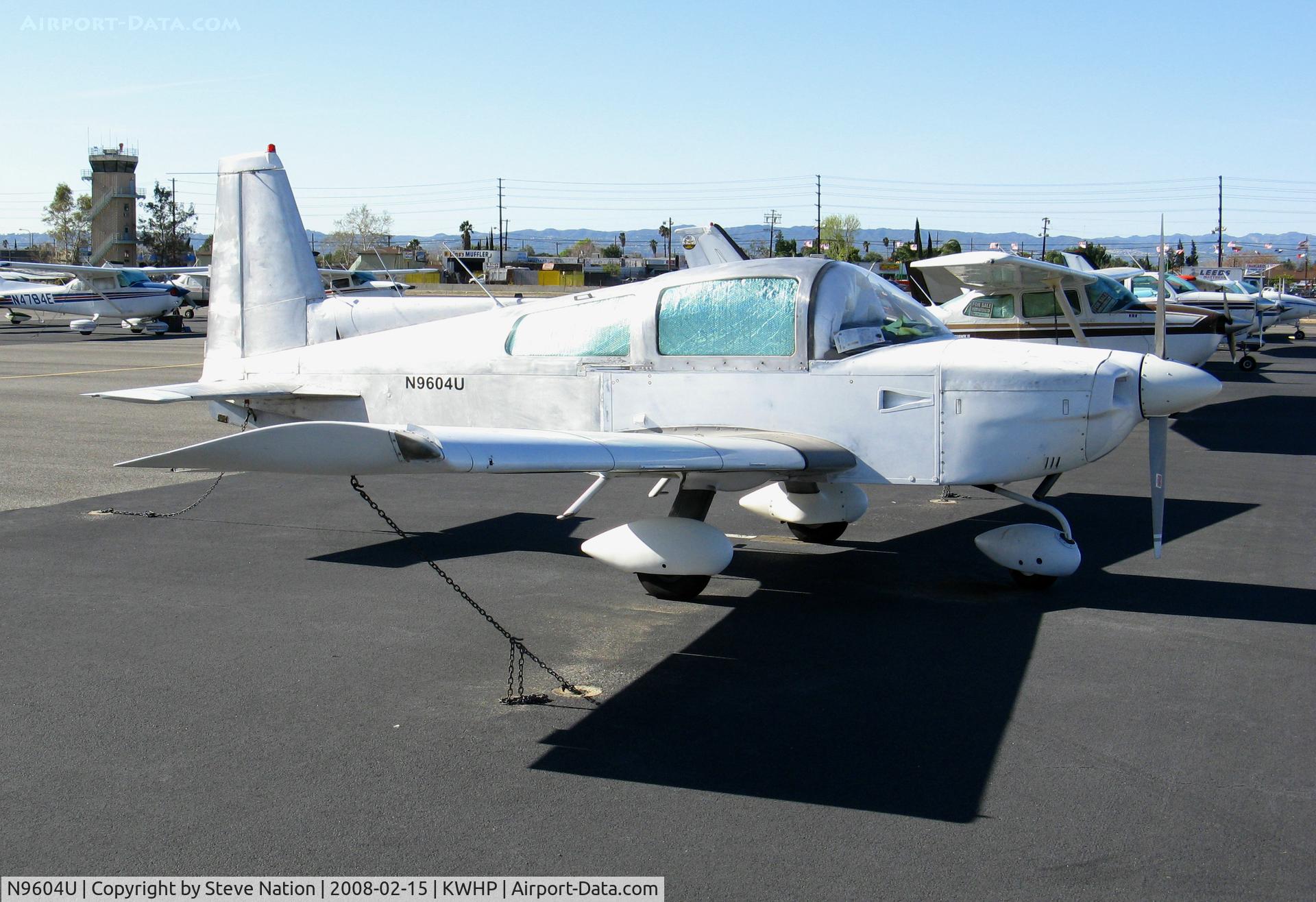 N9604U, 1975 Grumman American AA-5 Traveler C/N AA5-0804, This brushed metal 1975 Grumman American AA-5 was home based @ Whiteman Airport, Pacoima, CA when photo was taken. since has moved to Northern California.