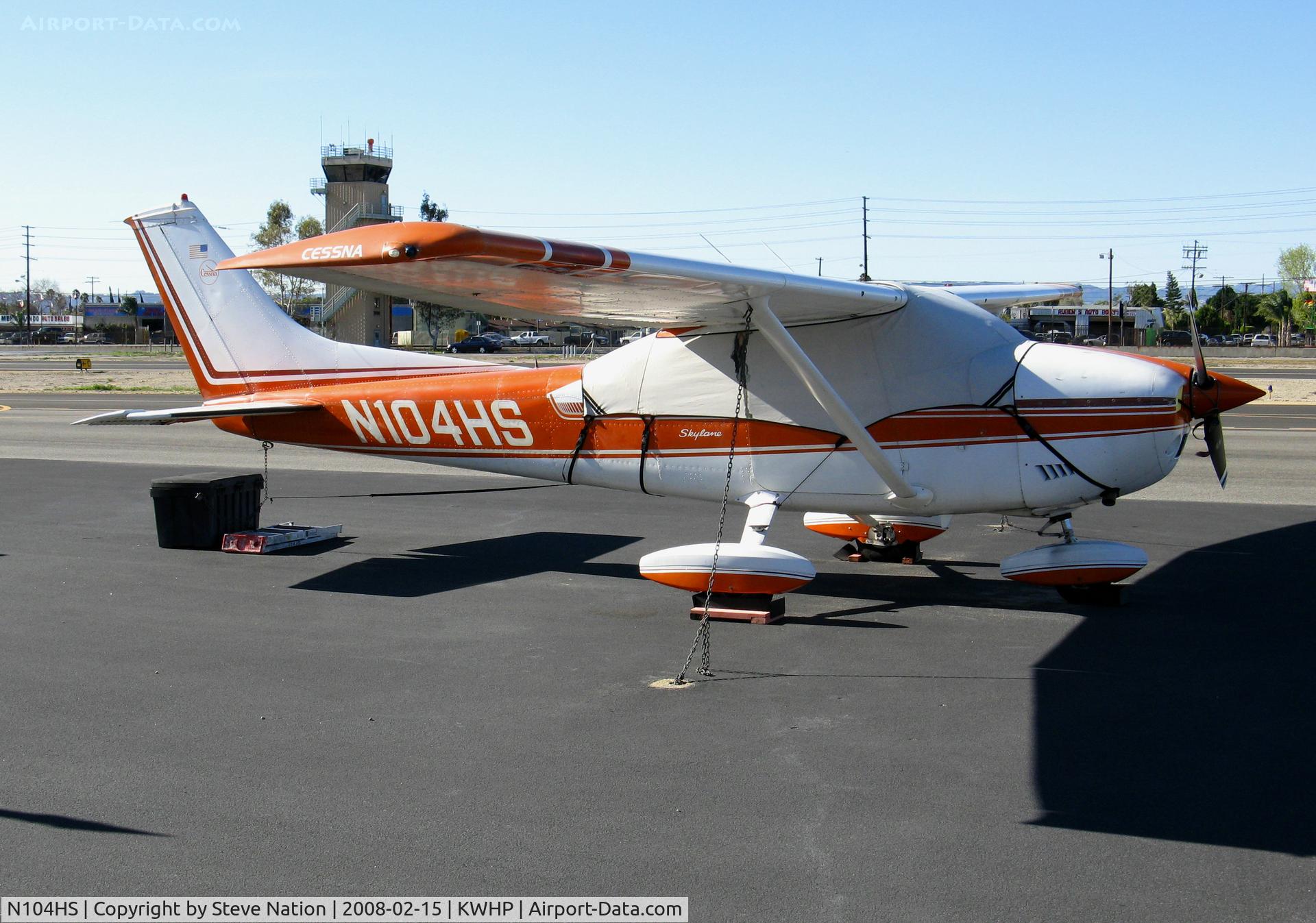 N104HS, 1973 Cessna 182P Skylane C/N 182-61758, Locally-Based 1973 Cessna 182P with cockpit cover @ Whiteman Airport, Pacoima, CA