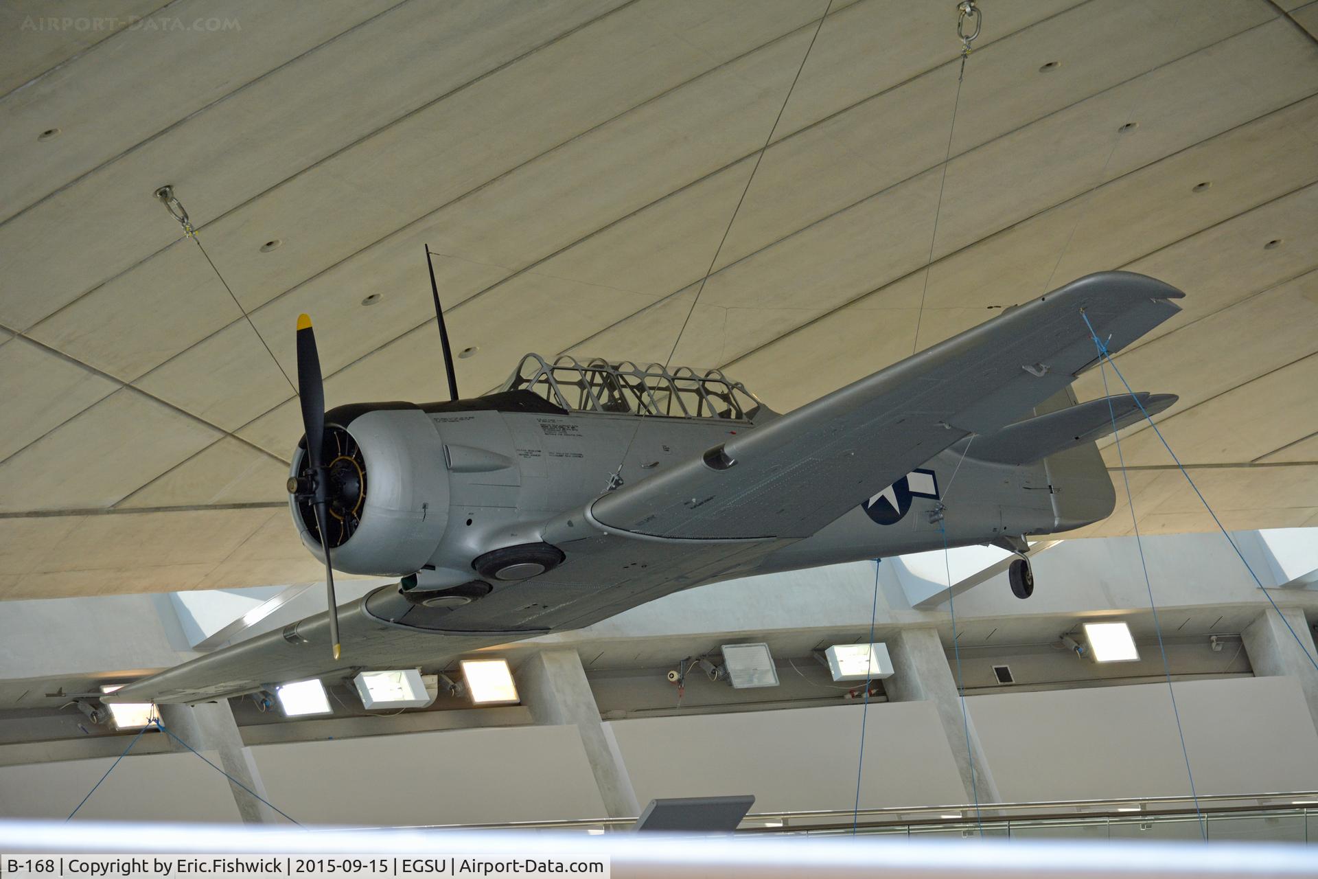 B-168, Noorduyn AT-16 Harvard IIB C/N 14-718, 3. B-168 refreshed and restored to its place in the American Air Museum, Duxford, Cambridgeshire.