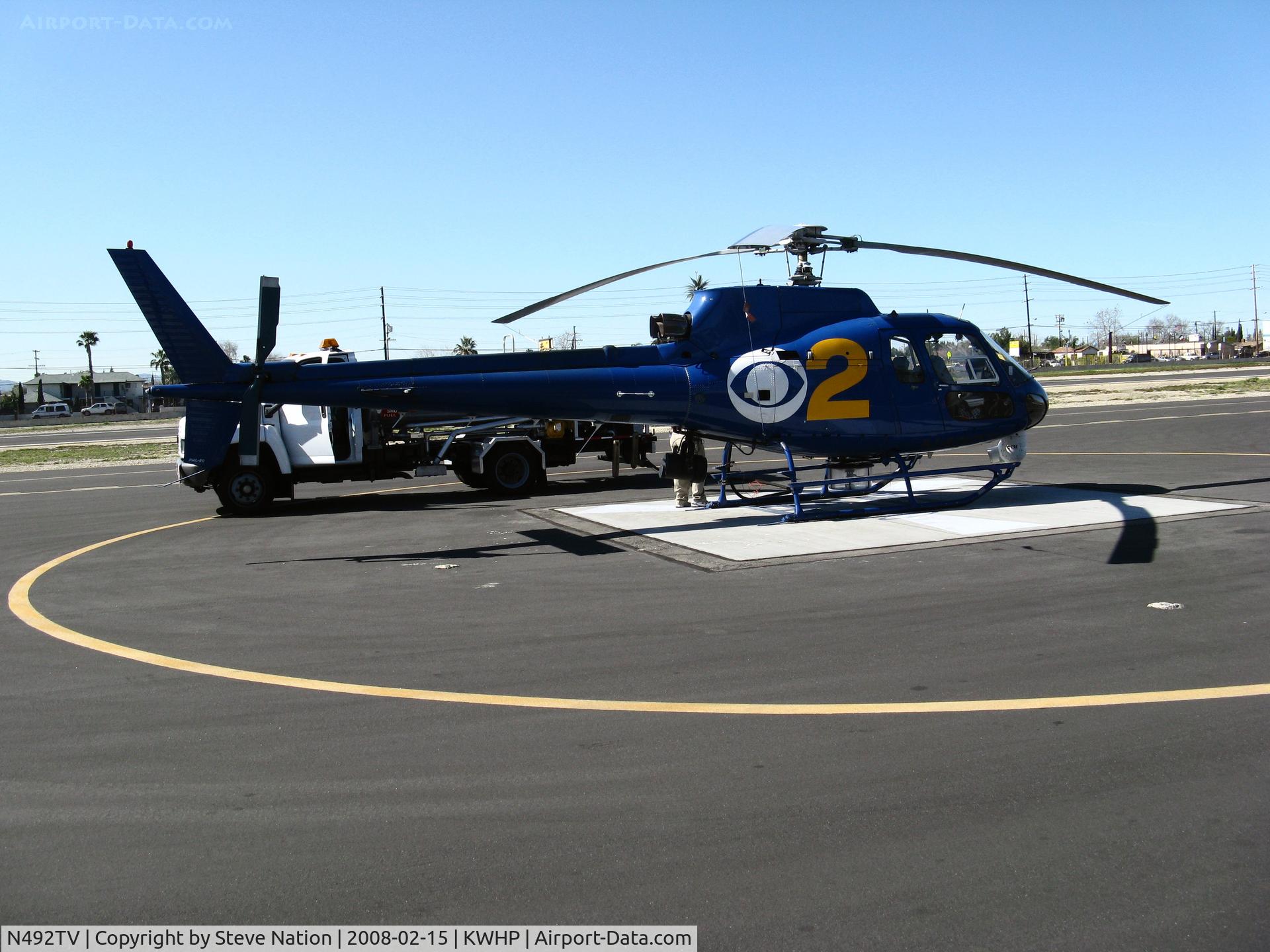N492TV, Aerospatiale AS-350B Ecureuil C/N 2030, Locally-Based news copter Aerospatiale AS-350B operated by Tiny Bubbles Aviation (Glendale, CA) for KTLA 2  @ Whiteman Airport, Pacoima, CA