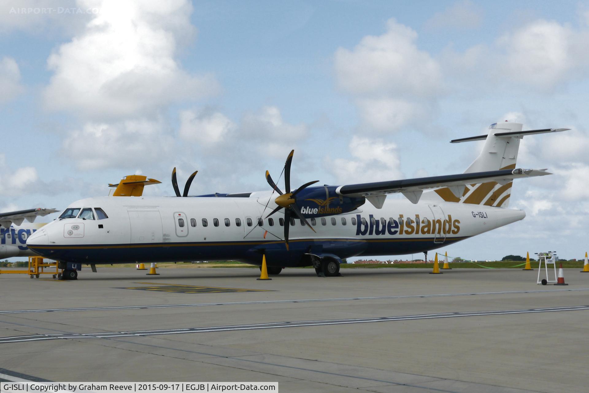 G-ISLI, 1997 ATR 72-212A C/N 529, Parked at Guernsey.