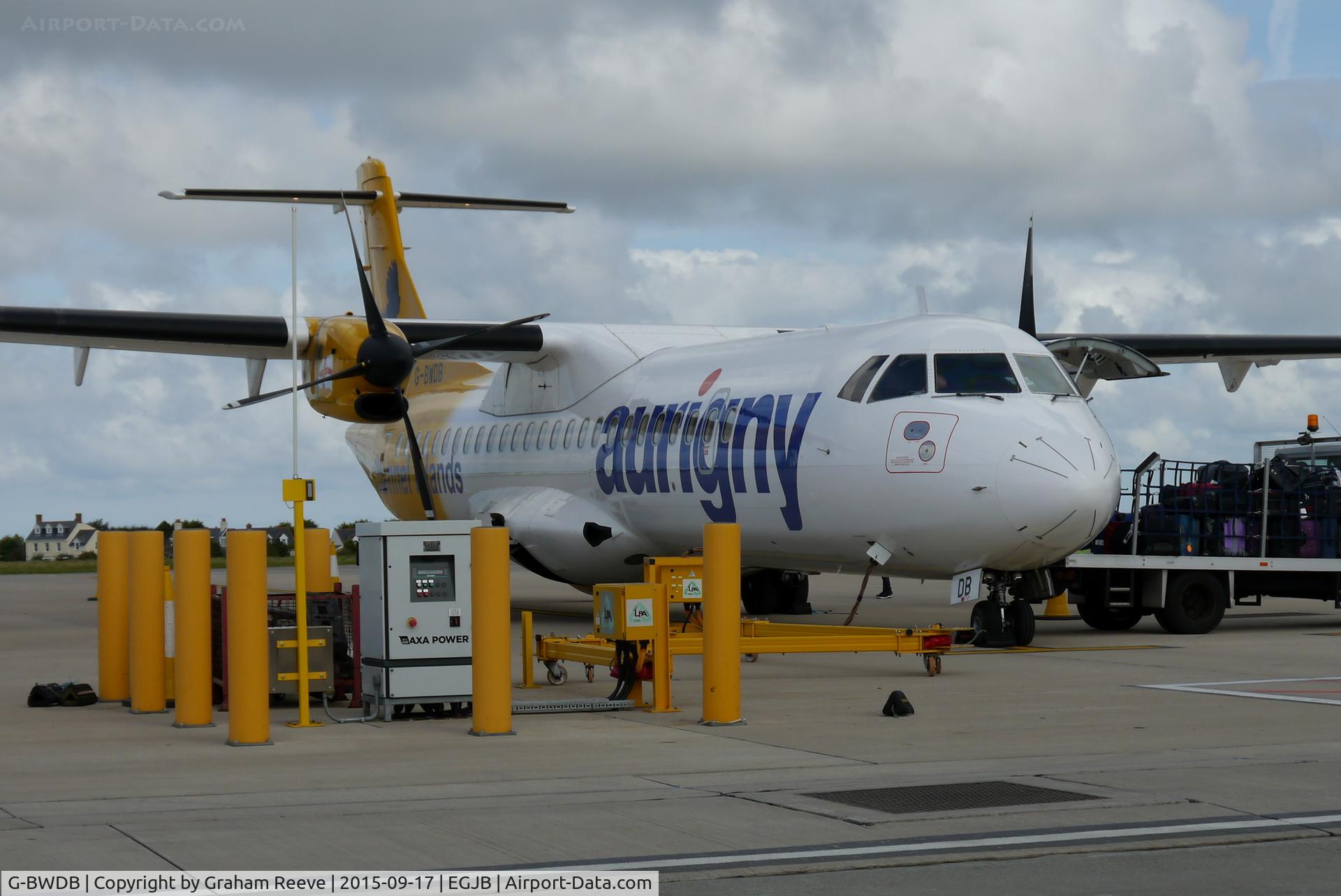G-BWDB, 1995 ATR 72-202 C/N 449, Parked at Guernsey.
