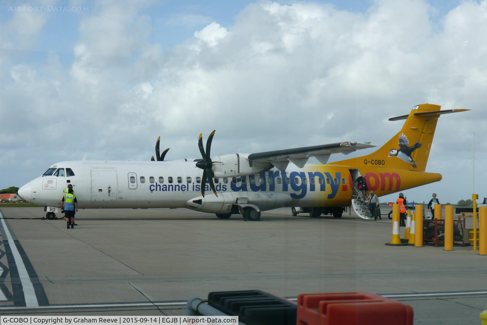 G-COBO, 2008 ATR 72-212A C/N 852, Just landed at Guernsy.