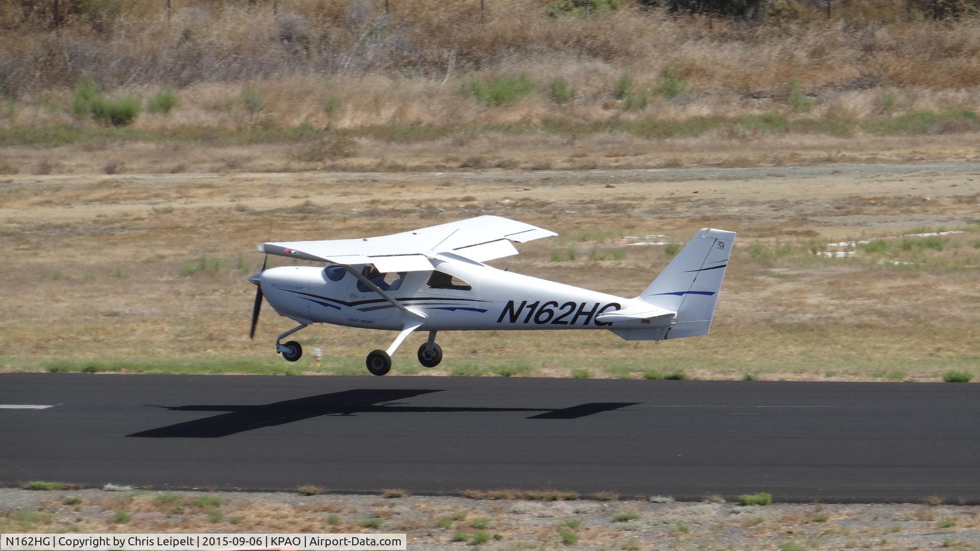 N162HG, 2011 Cessna 162 Skycatcher C/N 16200060, Locally-based Cessna 162 departing runway 31 at Palo Alto Airport, Palo Alto, CA. Photo taken from the control tower.